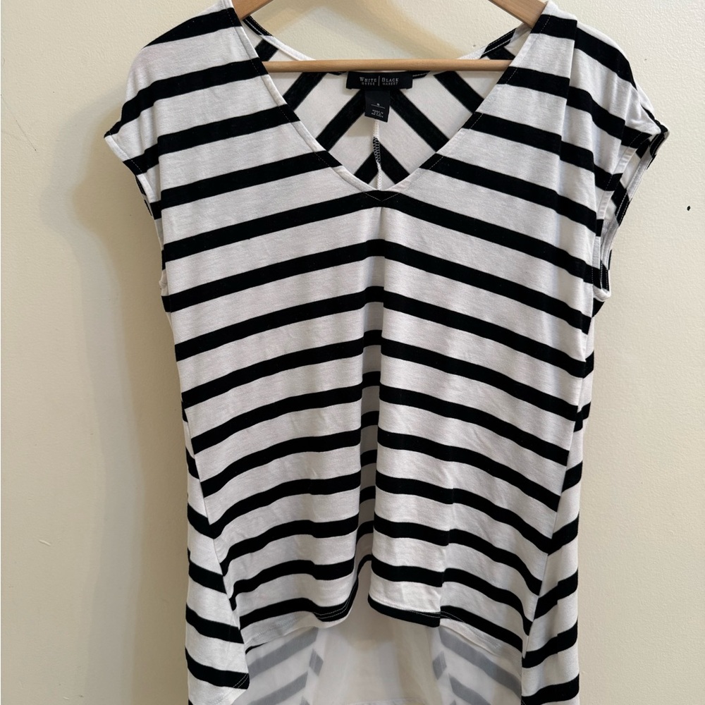 White House Black Market Black & White Striped Top